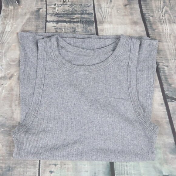 A NEW DAY GREY RIBBED HIGH NECK FITTED TANK TOP SIZE SMALL - Picture 1 of 4